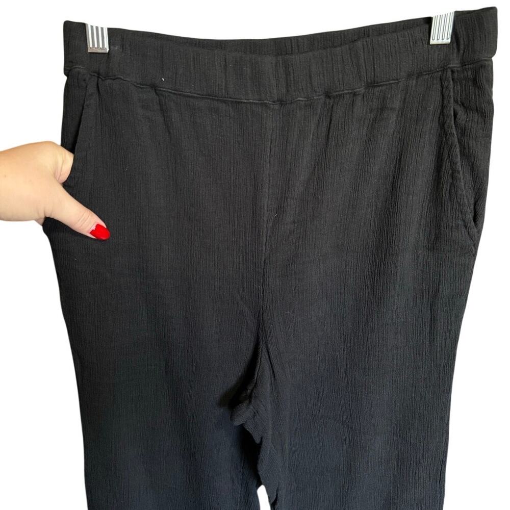 Free People Crinkle Gauze Cotton Pull On Pants Black Size Medium - Picture 3 of 8